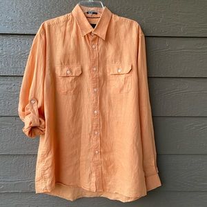 Parc 81 100% Linen Button Down Shirt for Men Size L